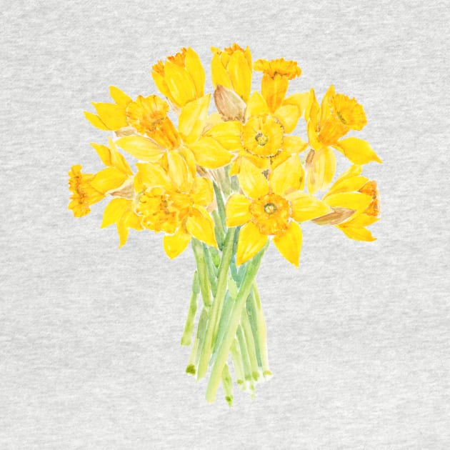 yellow daffodils bouquet watercolor by colorandcolor